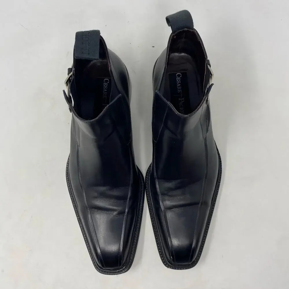 Cesare Paciotti Italian Black Leather Booties Mens Size 6.5